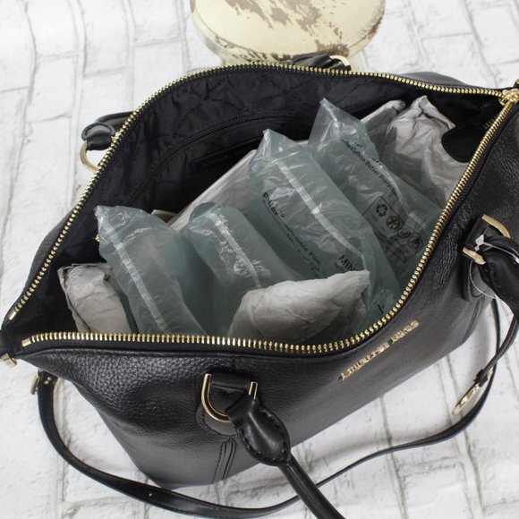 Michael Kors NWOT Lenox Black Pebbled Leather Convertible Satchel - Picture 3 of 10